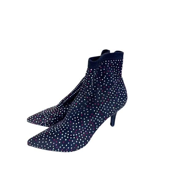 NEW!!! "INC" Sock Bray Bootie Bling Crystals Size 7M Pointed Toe Heel Gypsy - Picture 1 of 10